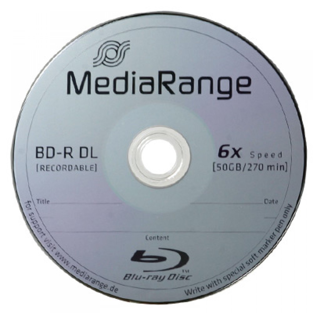 MediaRange Blu Ray BD R Dual Layer 50 GB Labelled 6x 10 Pcs In