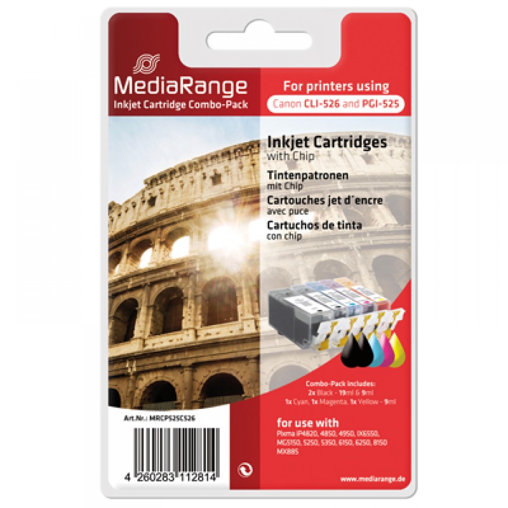 MediaRange Multipack for Canon PGI-525 & CLI-526 (5 cartridges) - with chip